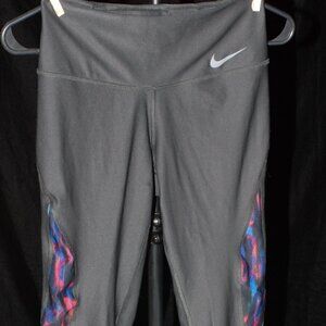 Nike dri fit XS 28" inseam Leggings Jogging Pants Grey Multi-color Phone Pocket